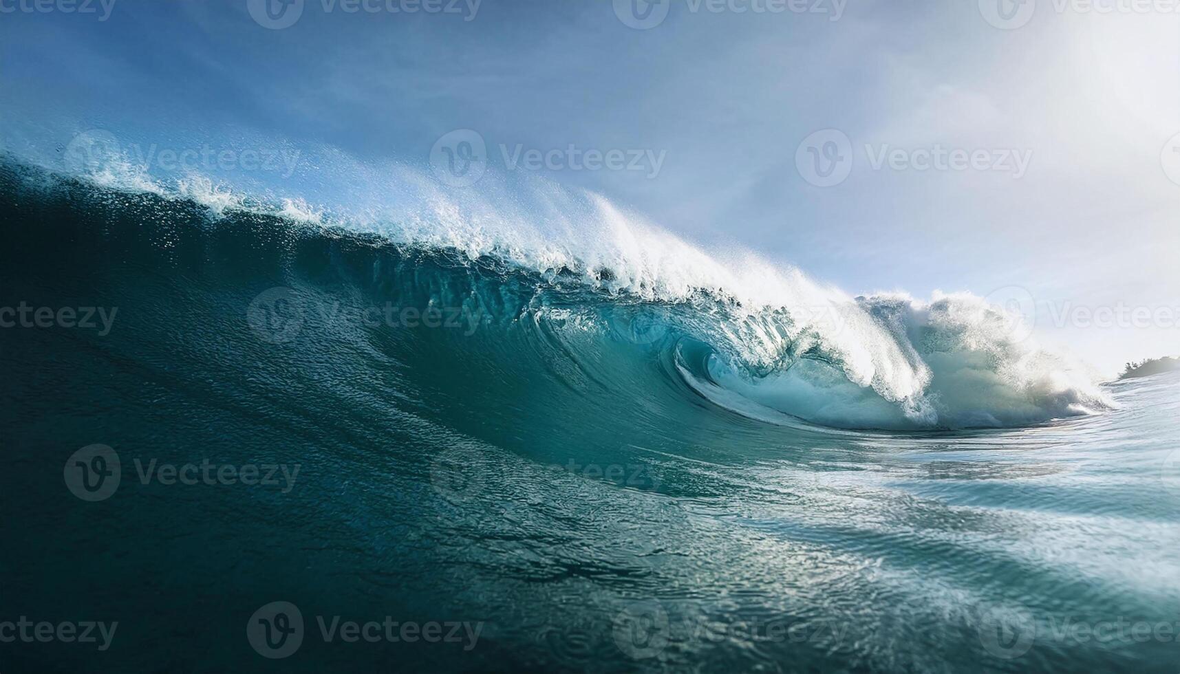 A large wave breaking on the ocean photo