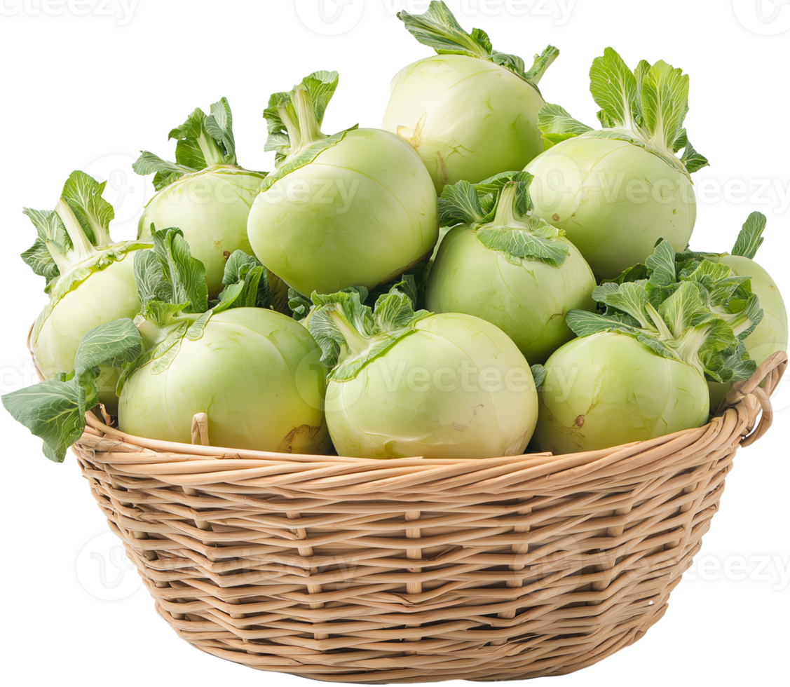 Kohlrabi Vegetable isolated - Kohlrabi in a basket illustration png