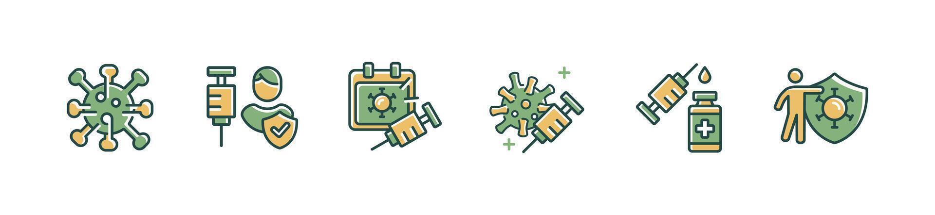 vaccination virus immunity injection icon set coronavirus medical vaccination syringe sign illustration vector