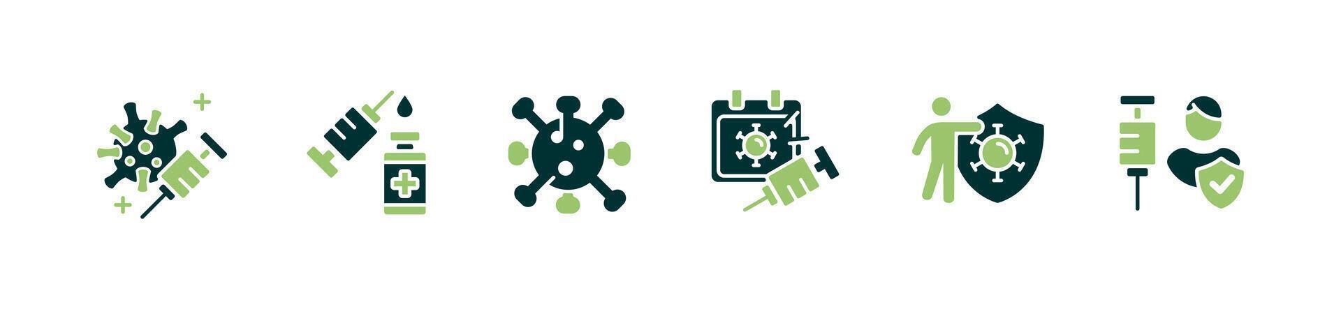 vaccination coronavirus with syringe icon set health care virus immunity injection treatment illustration for web and app vector
