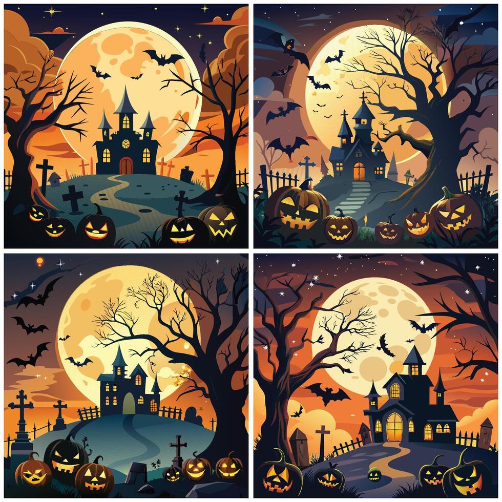 Haunted Forest Under the Eerie Glow vector