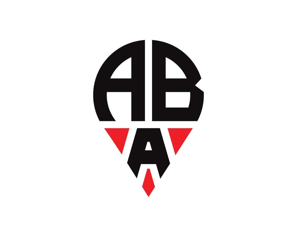 ABA letter location shape logo design. ABA letter location logo simple design. vector