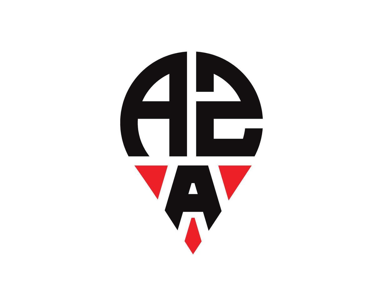 AZA letter location shape logo design. AZA letter location logo simple design. vector