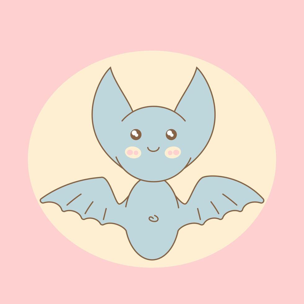 Cute bat, Halloween element. Simple, flat, cartoon illustration in kawaii style. vector
