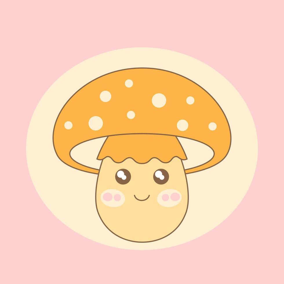 Cute fly mushroom, Halloween element. Cartoon flat illustration in kawaii style. vector