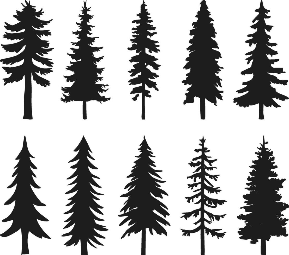 Set of Pine Tree Silhouette for Nature and Forest-Themed Designs vector