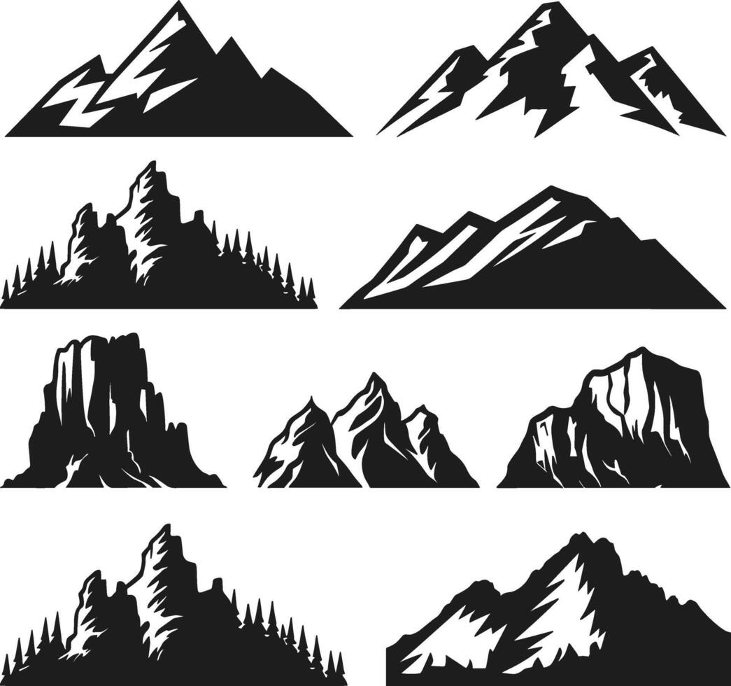 Collection of Mountain Silhouette for Outdoor and Nature Designs vector