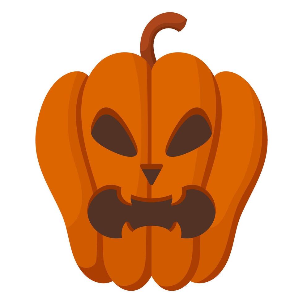 Brown pumpkin with scary face vector