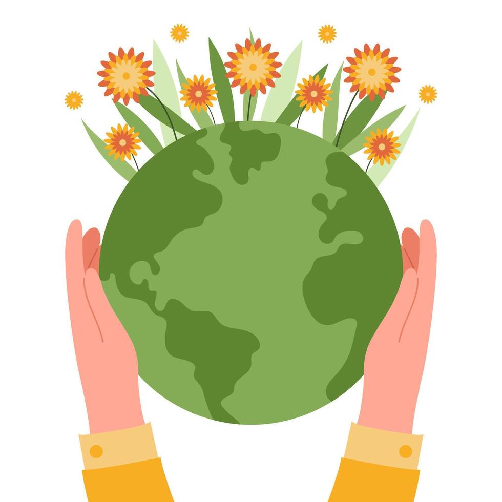 Planet Earth in hands vector