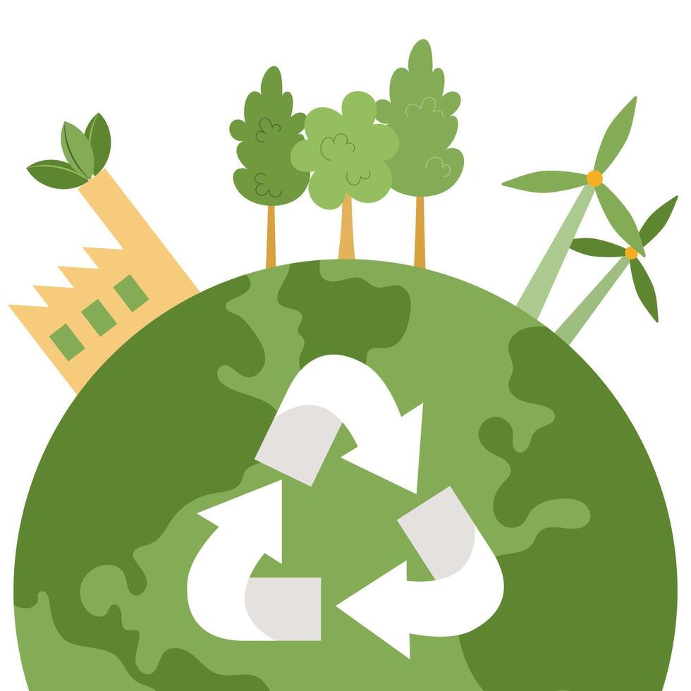 Planet with recycling icon vector