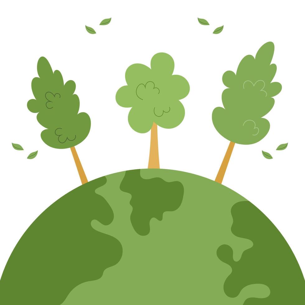 Trees stand on planet earth vector