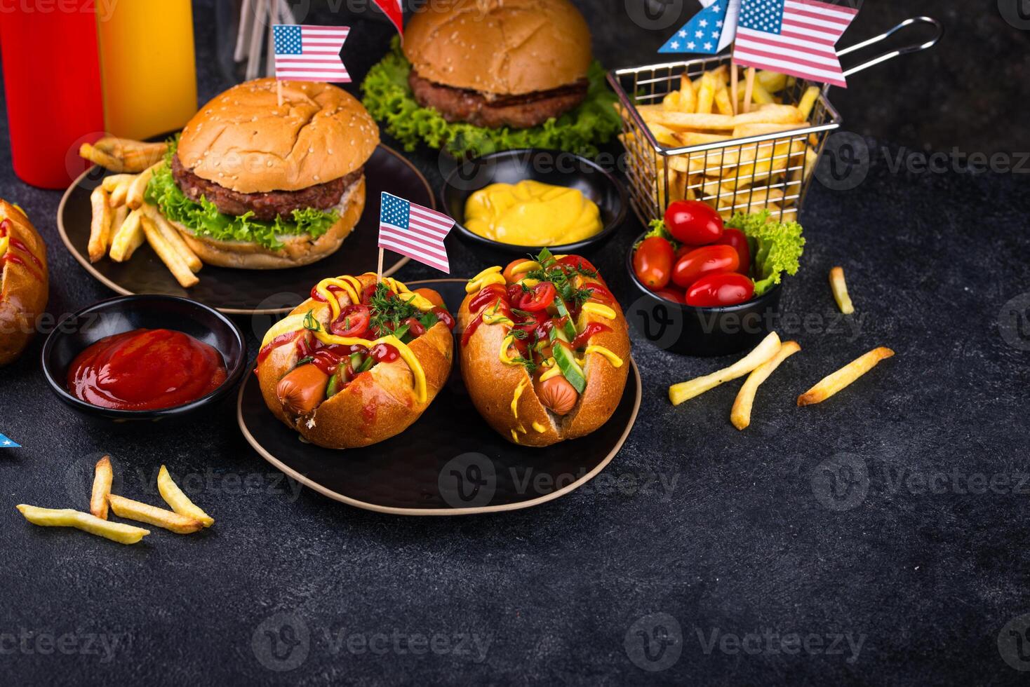 Traditional American food for celebrating July 4 Independence Day photo