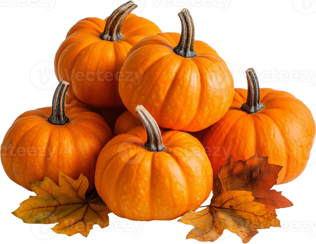 Pumpkin Vegetable isolated, Pumpkin Squash Clipart, bunch of pumpkins with leaves Illustration png