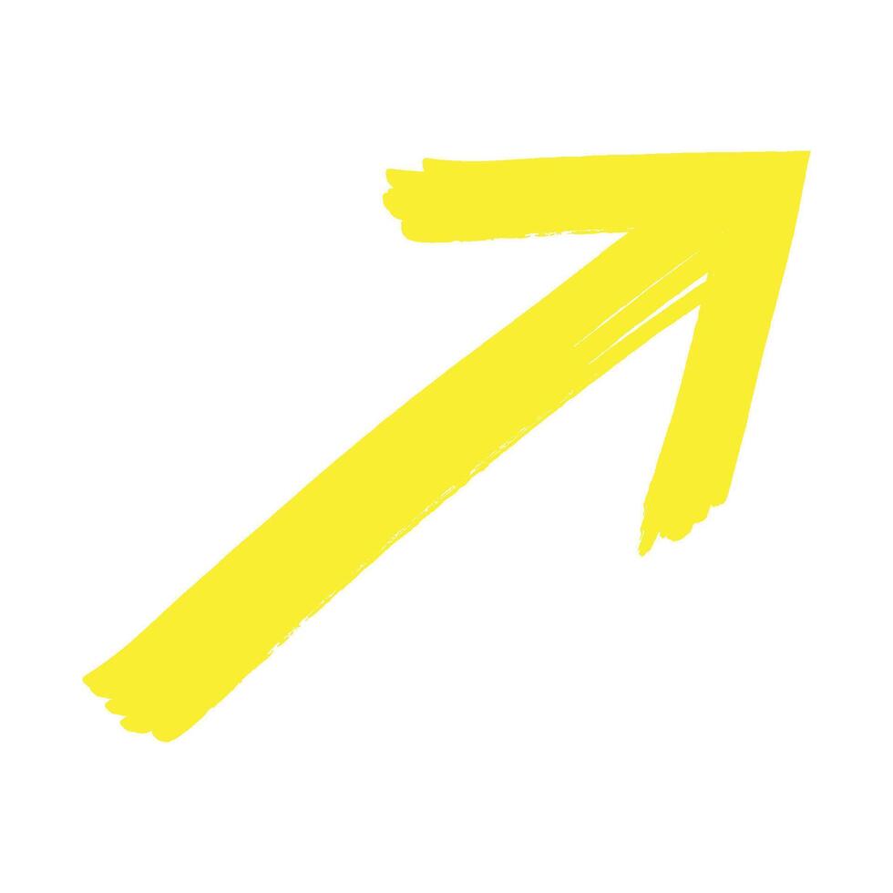 Hand drawn yellow arrow icon design element vector