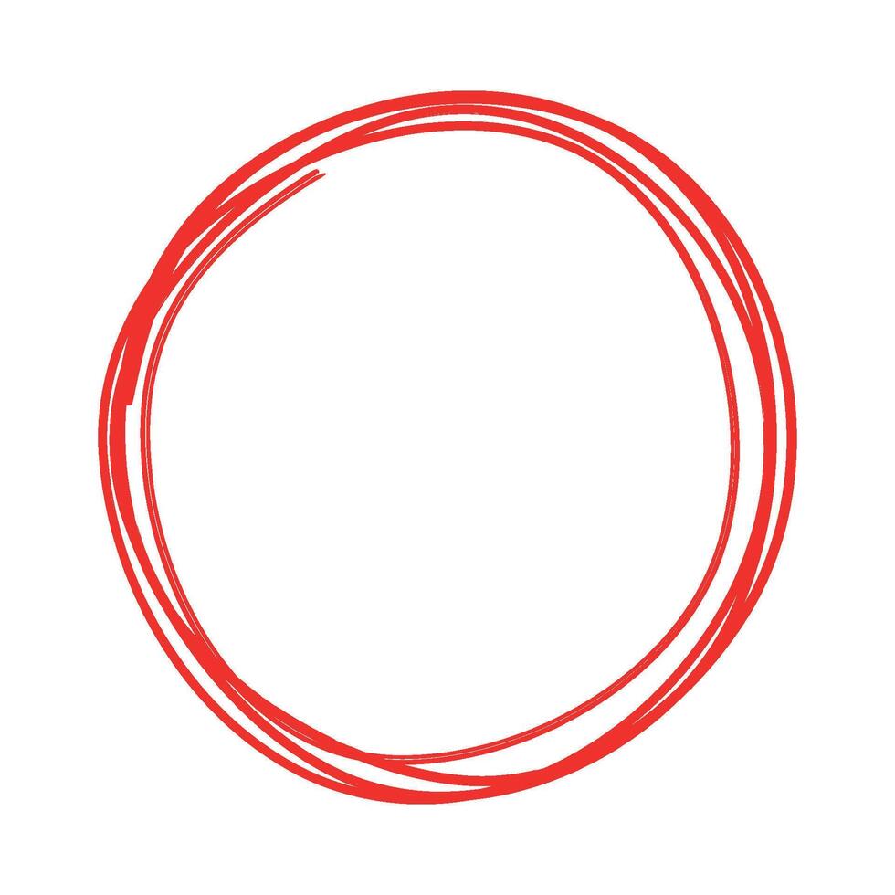 Hand drawn red highlight frame, grunge circular shape, sketch design element vector