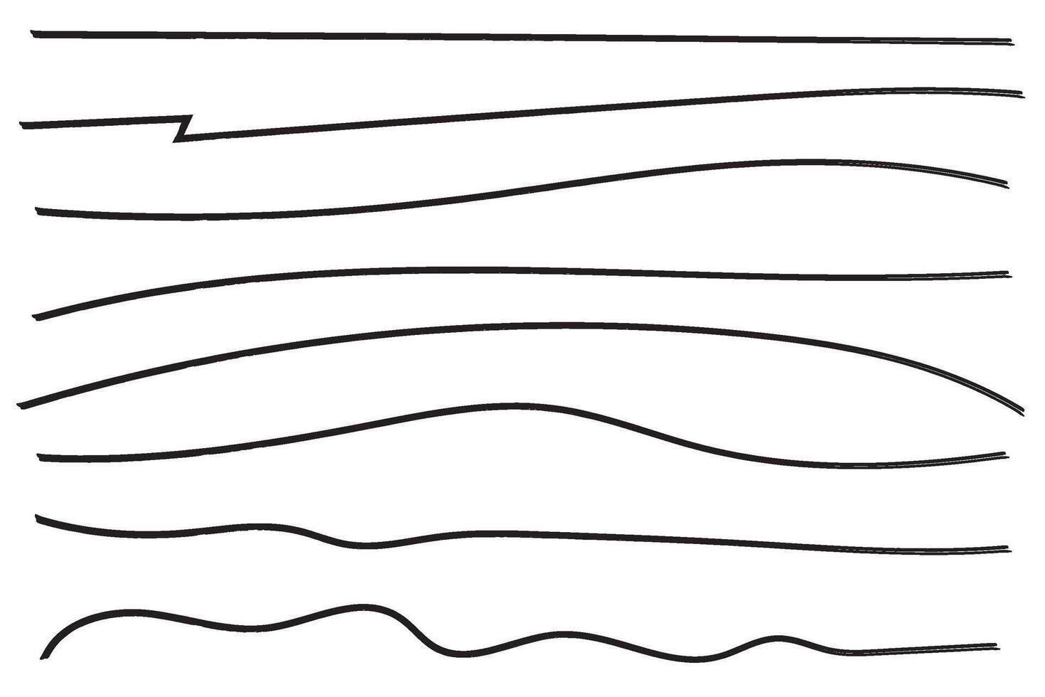 Set of hand drawn marker line illustration design element, grunge strokes, doodle lines underline scribble vector