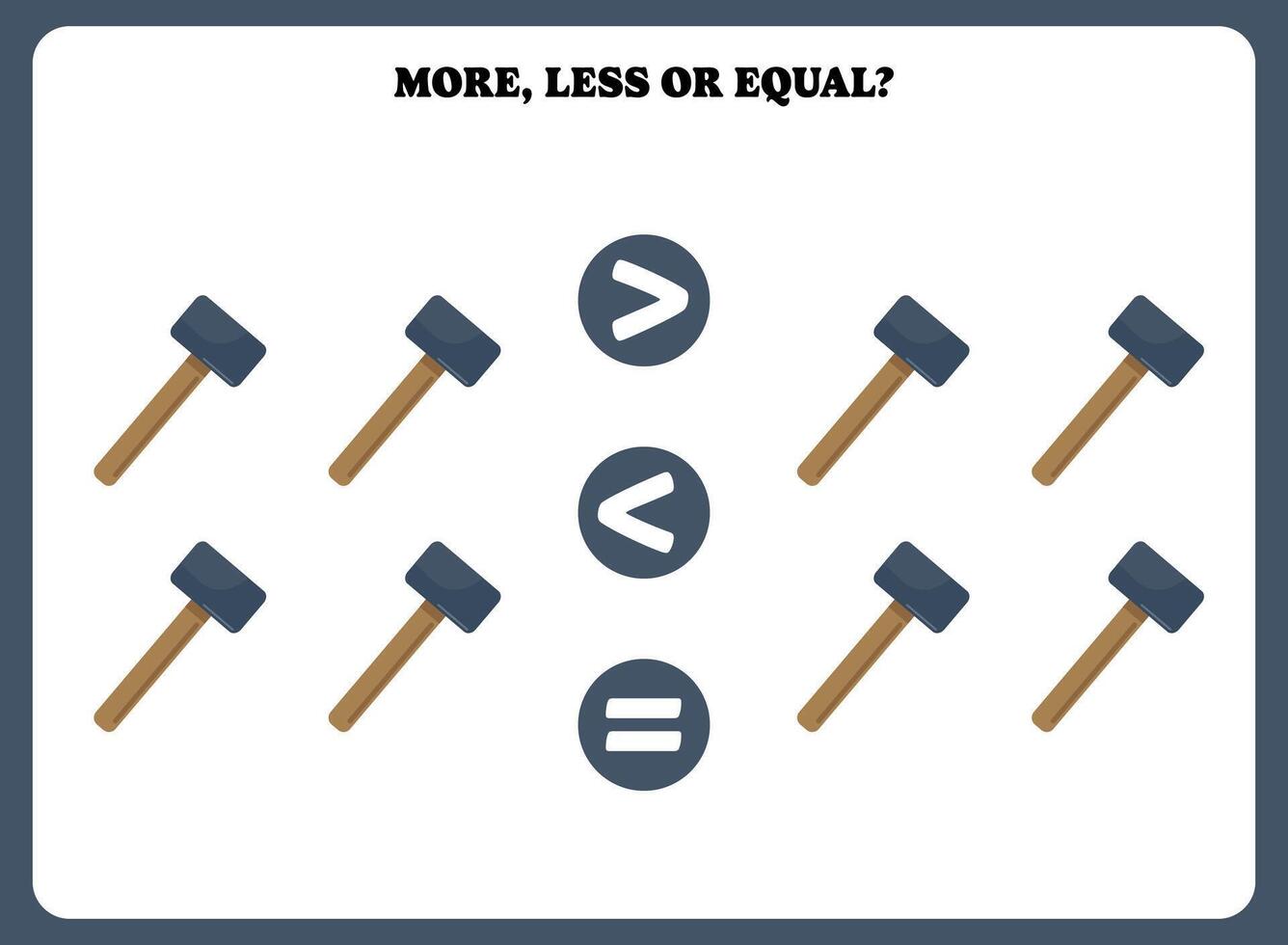 A poster with a hammer and a sign that says more, less or equal vector