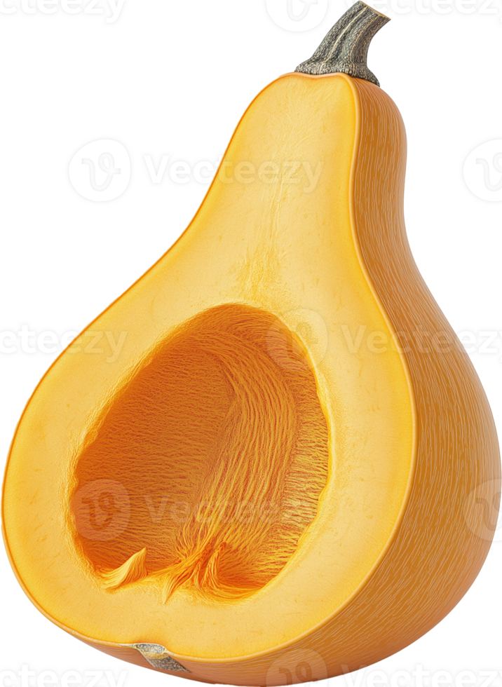 Green Butternut Squash vegetable, Green Butternut Clipart - Butternut Squash half cut illustration png