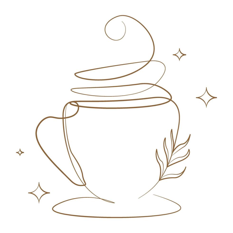 Aesthetic Coffee Monoline Art vector