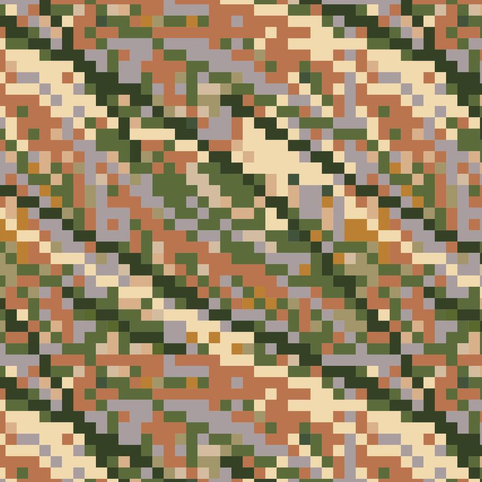 Military pixel art texture for camouflage. Abstract texture with earthy tones. vector