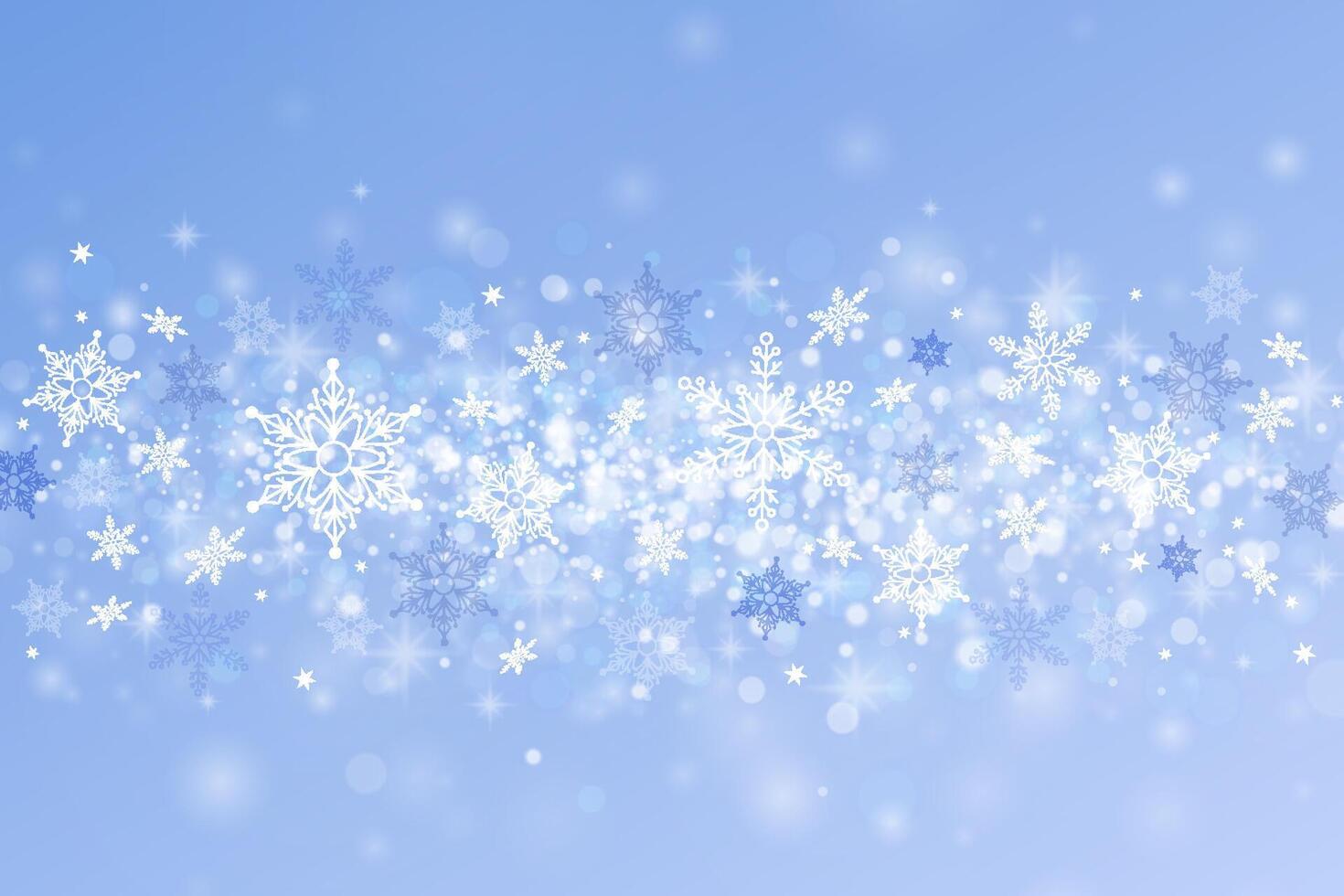 Snow background with bokeh effect with icy particles. Winter abstract blue background with snow vector