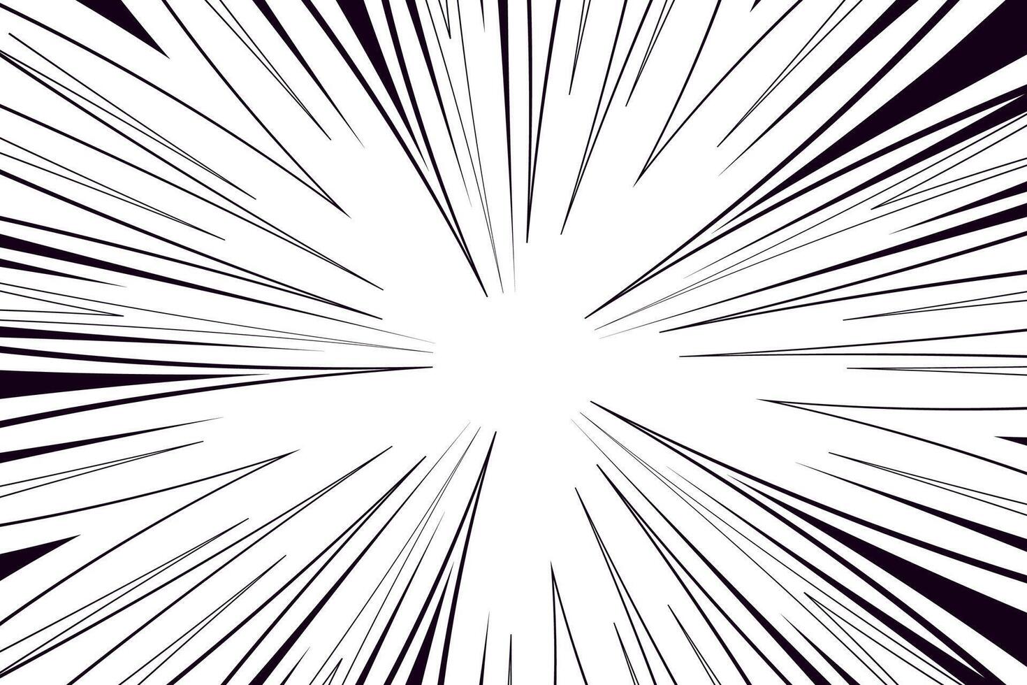 Black speed lines background for comic books and manga. Radial design suited for high-speed action scenes. vector