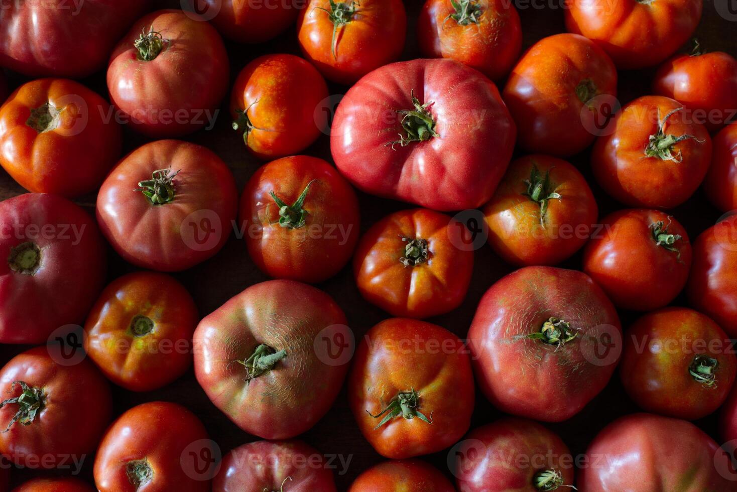 Pattern of rustic heirloom tomatoes photo