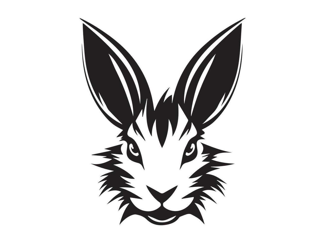 Black Silhouette of a Rabbit Head Isolated on a White Background. Concept of Animal Illustration, Minimalist Style, Bunny Face, Design Element vector