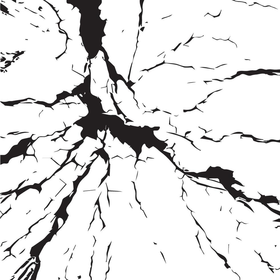 Black and White Silhouette of Cracked Surface. Concept of Fracture Illustration, Abstract Pattern, Minimalist Style Design Element vector