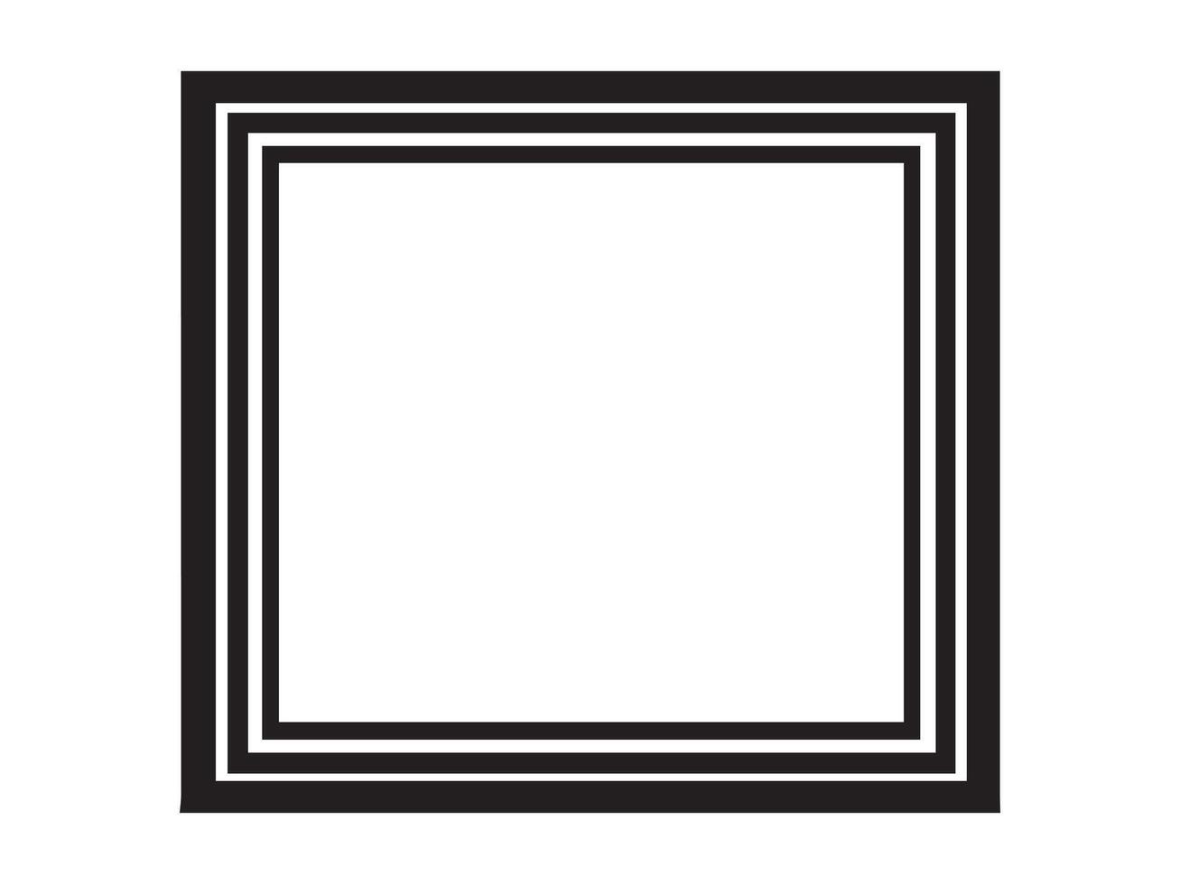 Minimalist black and white square frame design isolated on a white background. Concept of modern art, geometric shapes, clean lines, digital design. Print, icon, design element. Copy space vector