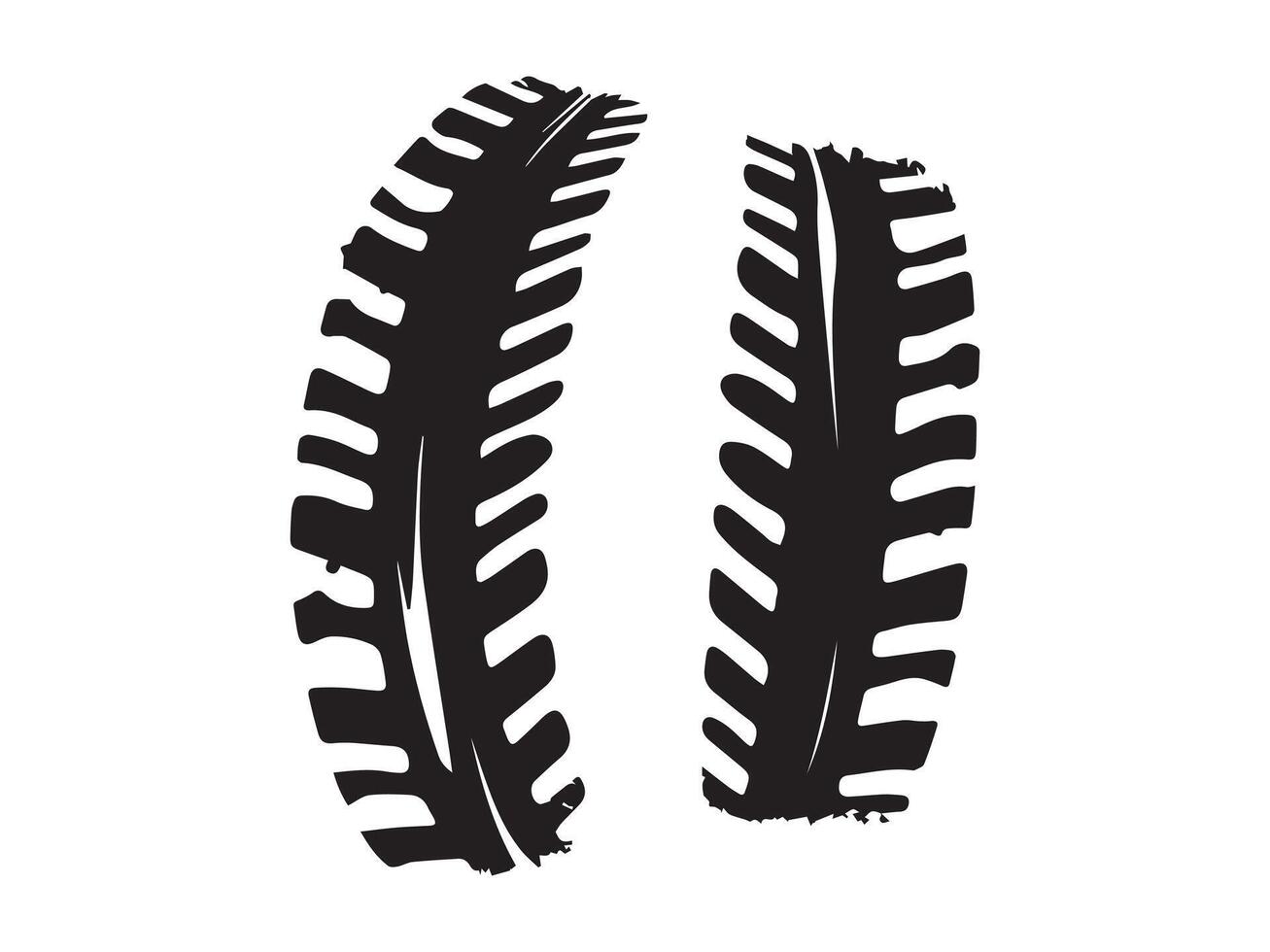 Black tire tracks isolated on a white background. Concept of vehicle mechanics, off-road adventure, transportation, automobile. Print, icon, design element vector