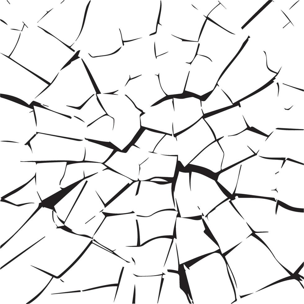 Black and White Silhouette of Cracked Surface. Concept of Fracture Illustration, Abstract Pattern, Minimalist Style Design Element vector