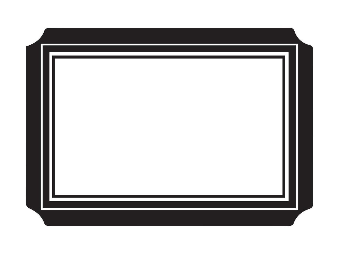 Black rectangular frame with white double inner lines isolated on a white background. Concept of classic border design, empty frame, minimalist style. Print, icon, design element. Copy space vector