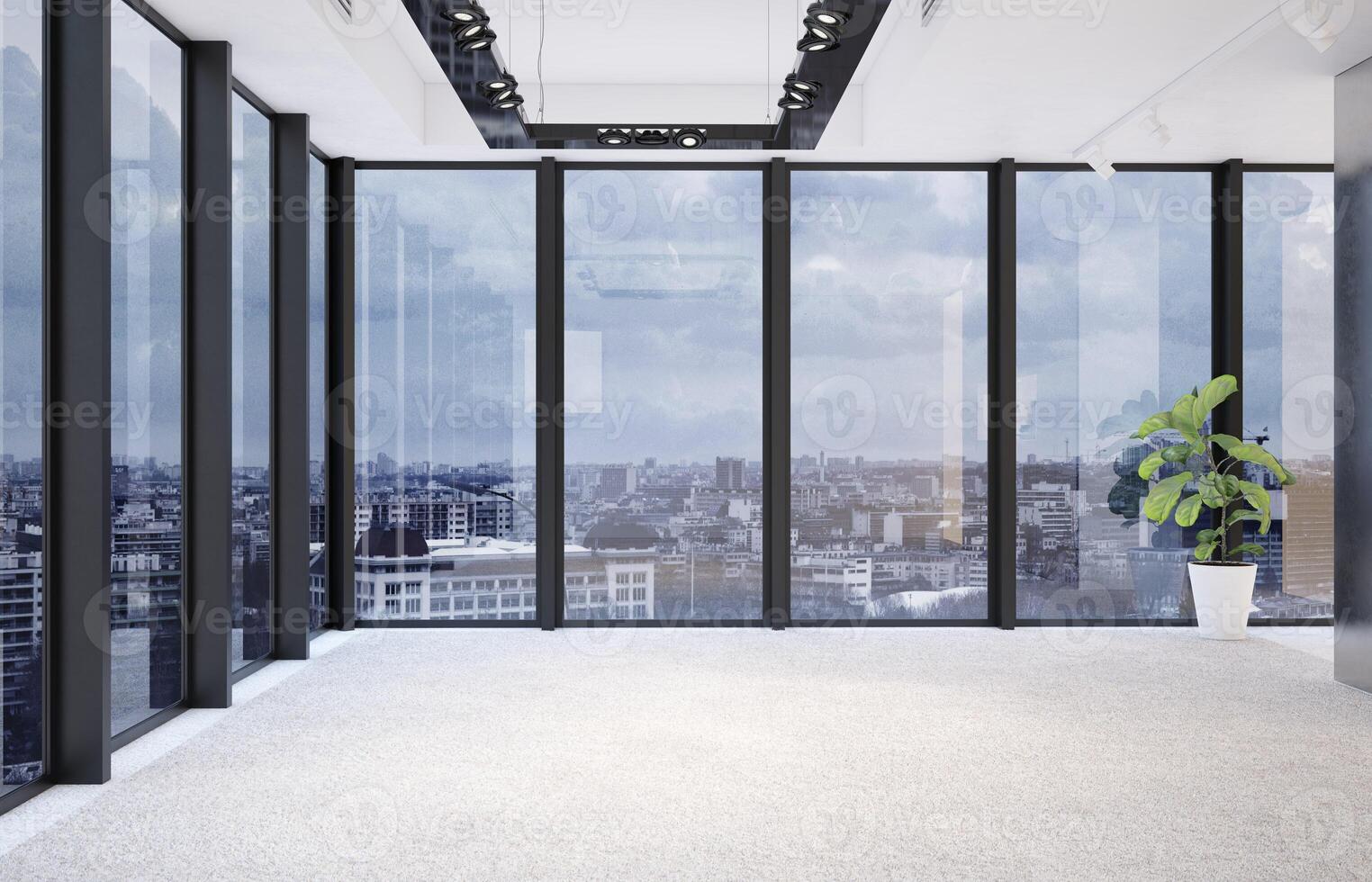 Empty room with panoramic windows photo