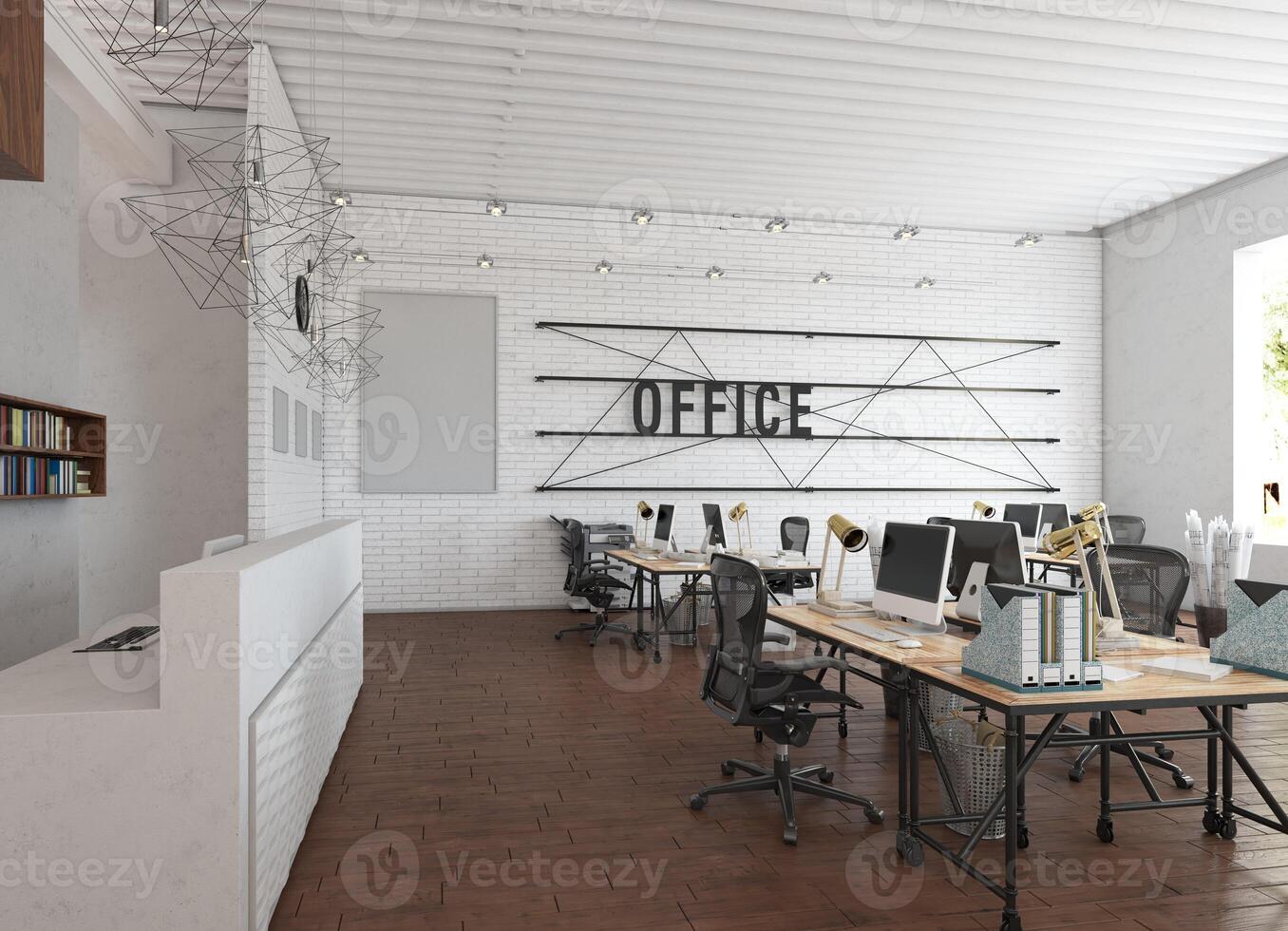 Open, collaborative office space . photo