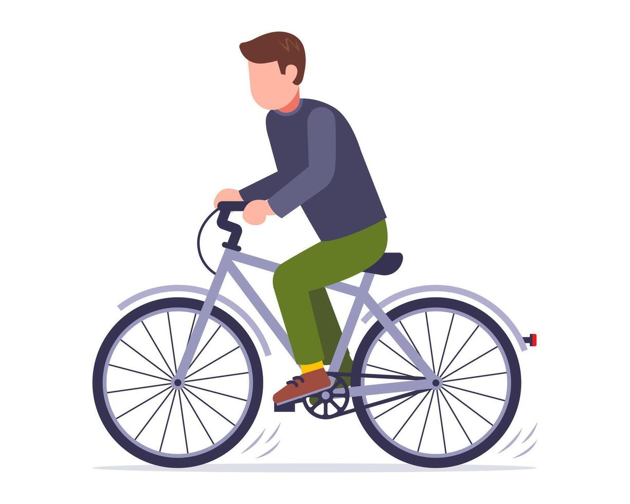 Cyclist man riding on white background. athlete cyclist. vector