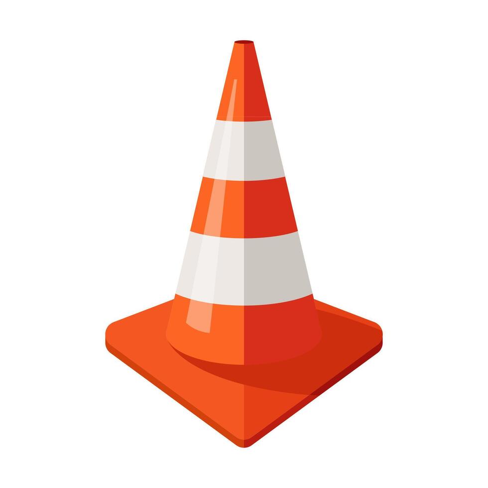 orange traffic cone on white background. obstacle on the road. vector