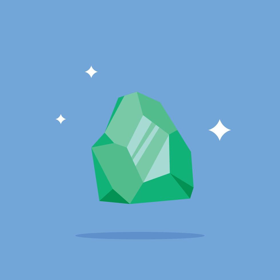 Natural rocks and minerals logo, green crystal illustration with mining materials. vector