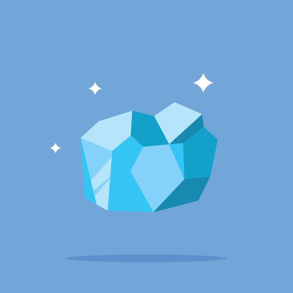 Natural rocks and minerals logo, blue crystal illustration with mining materials. vector
