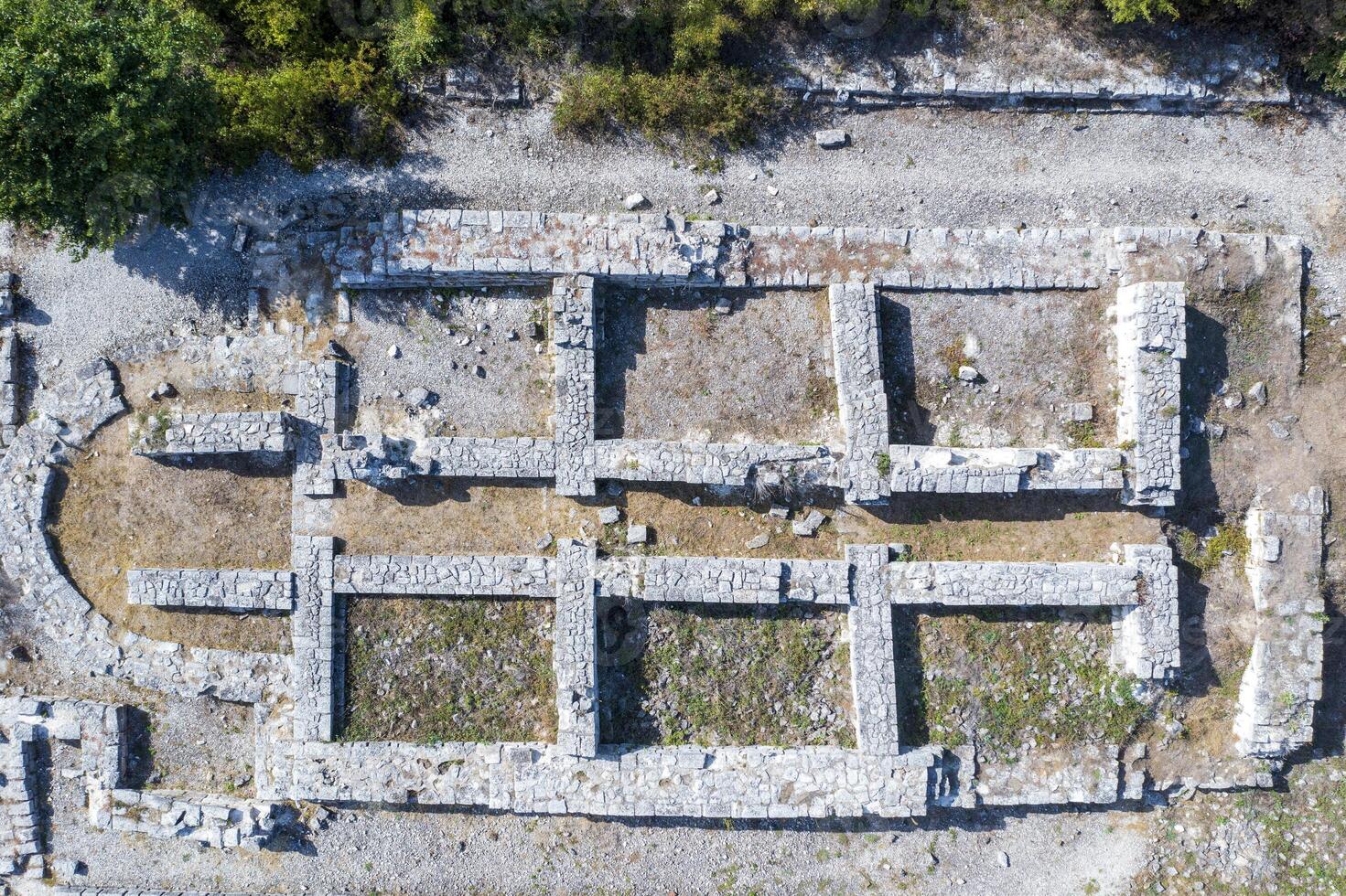 Aerial view of the ruins of the Small Palace at Veliki Preslav, Bulgaria photo