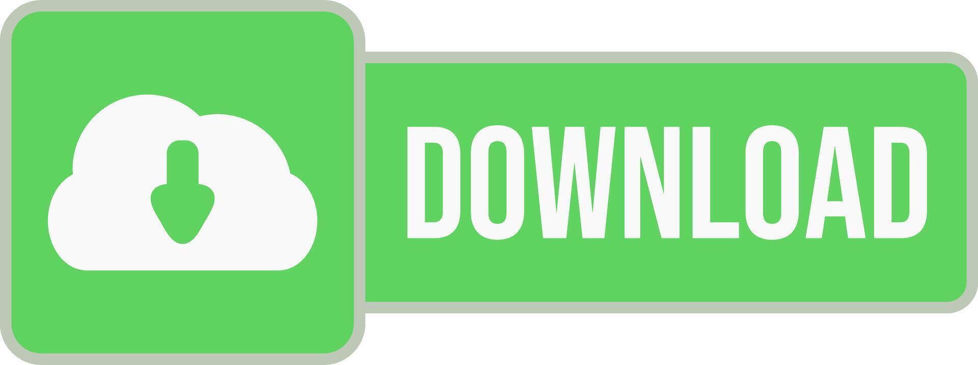 Download button with green background and white text vector