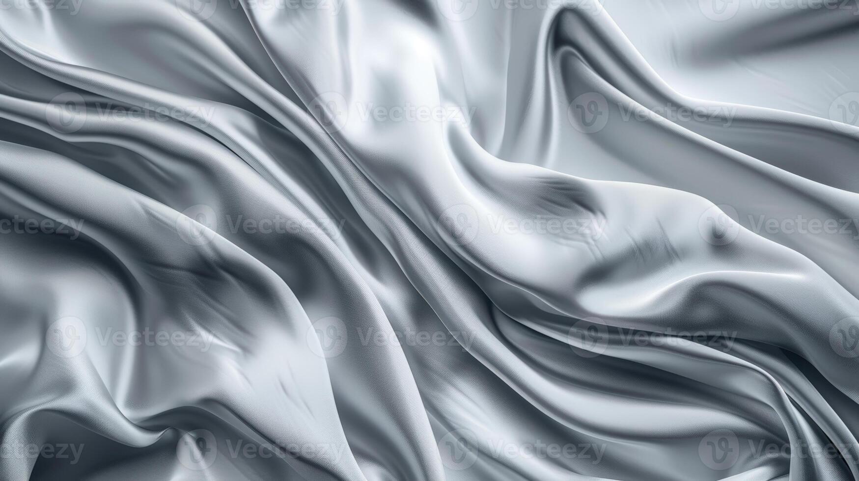 Silk satin fabrics in various shades of grey gently drift, creating a sense of elegance and fluidity, accentuated by soft, diffused lighting photo