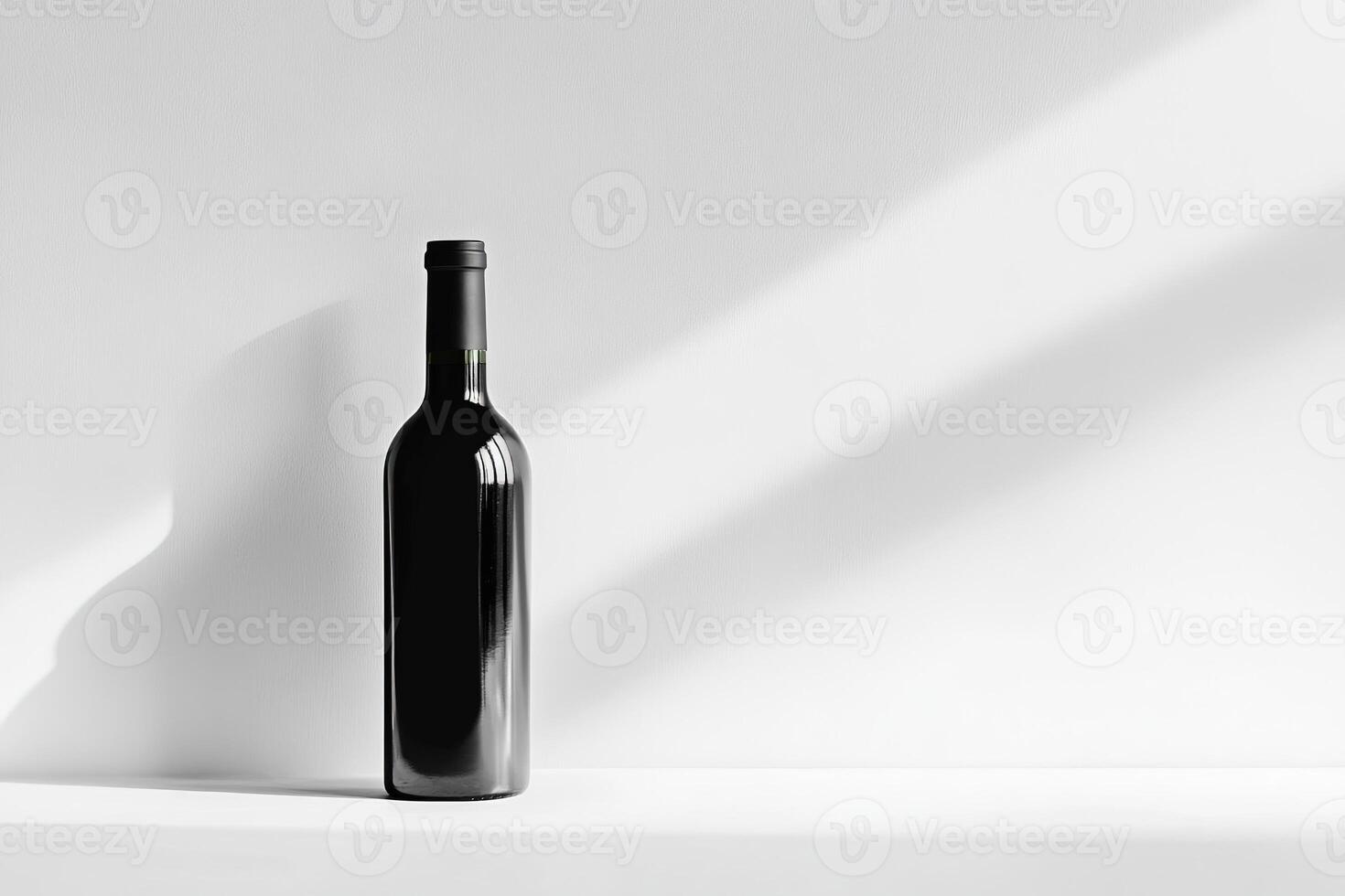 A minimalist setup featuring a single bottle on a clean backdrop with soft lighting effects. photo