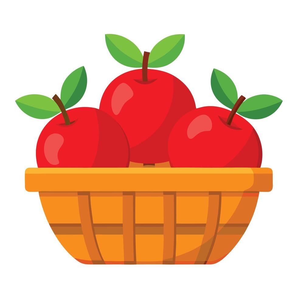 Red apples in a basket illustration vector