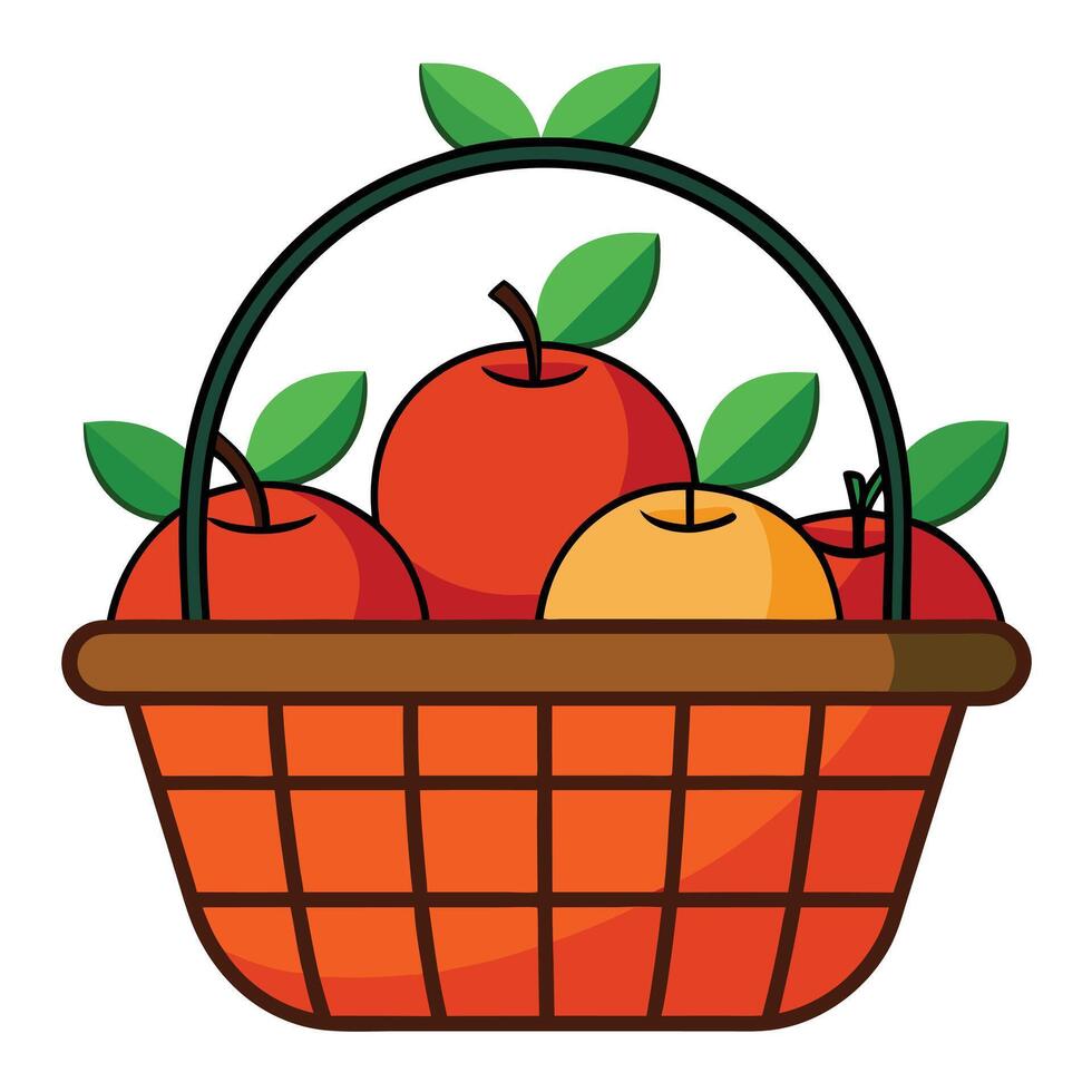 Basket of apples vector