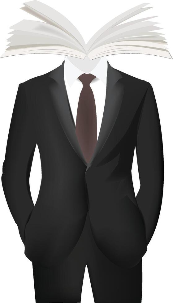 Businessman with open book instead of his head vector