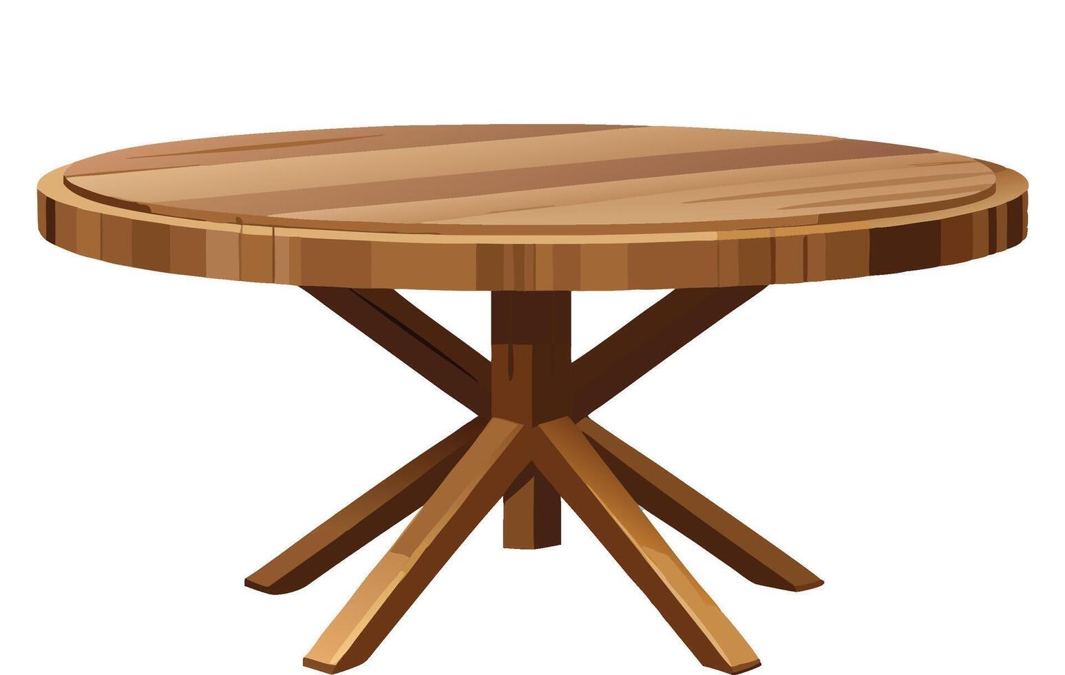 Round wooden table standing on white background vector