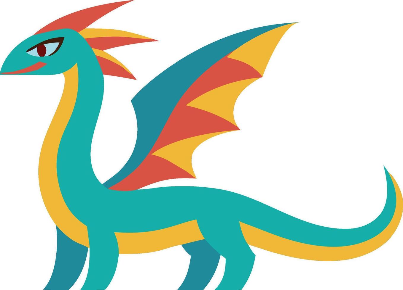 Friendly green dragon standing and looking away vector