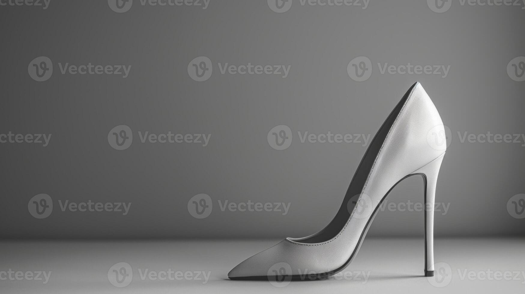 A chic pair of high heels showcases their glossy satin finish against a simple backdrop, embodying elegance and sophistication for trendy footwear lovers photo