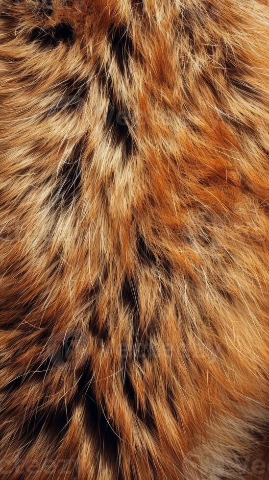 This close-up displays the intricate textures and warm hues of a soft fur coat, highlighting the natural patterns and details that define its beauty photo